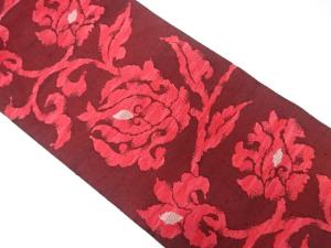 いづくら製　手織り紬　枝花模様織り出し　名古屋帯